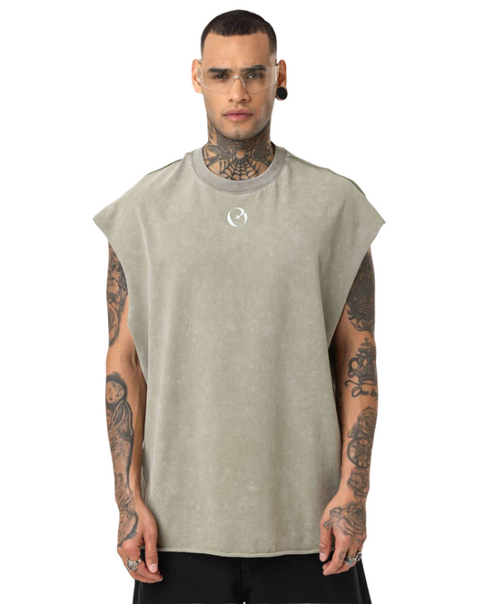 Storm Tank Yellowish Gray – Oversized Acid Wash Tank Top | OHO
