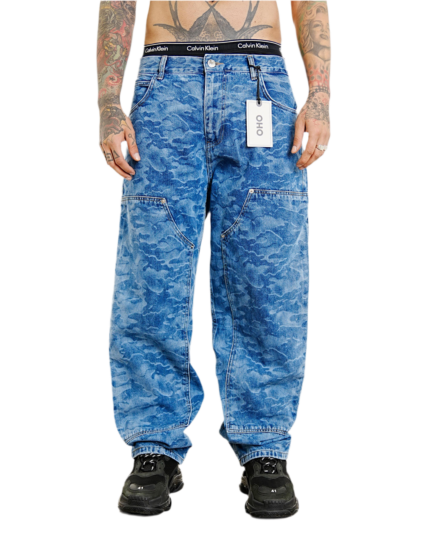 Stormy Blue Camo Denim – Camouflage Streetwear Jeans | OHO